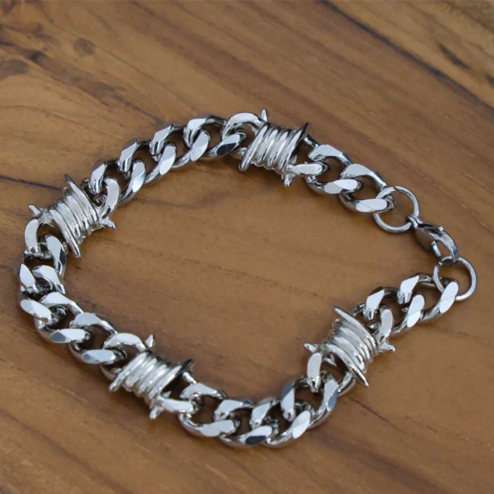 Barbed Wire Cuban Hiphop Bracelet Necklace for Women Men Stainless Steel Neo-Gothic Thorns Choker Necklace Bracelet Punk Jewelry XJ250708