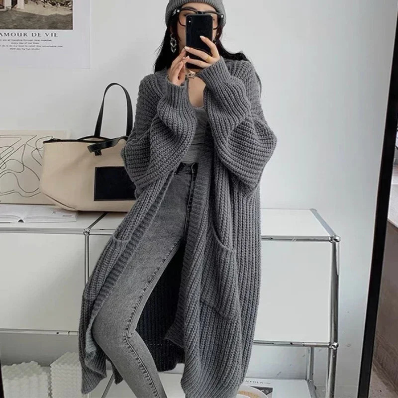 Women Long Cardigan Spring Knitted Loose Vneck Autumn Winter Elegant Sweet Outerwear Ladies Sweater Coat Soft Jacket Y2K 250728