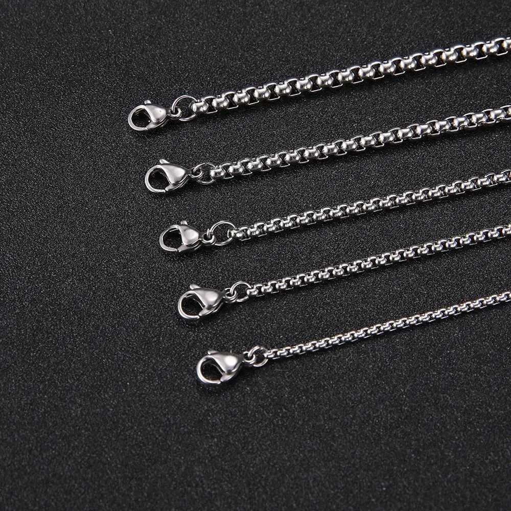 60cm Long Box Chain Necklace Stainless Steel Statement 2-4mm Thick Chains Jewelry Gift for Men Women Wholesale XJ250708