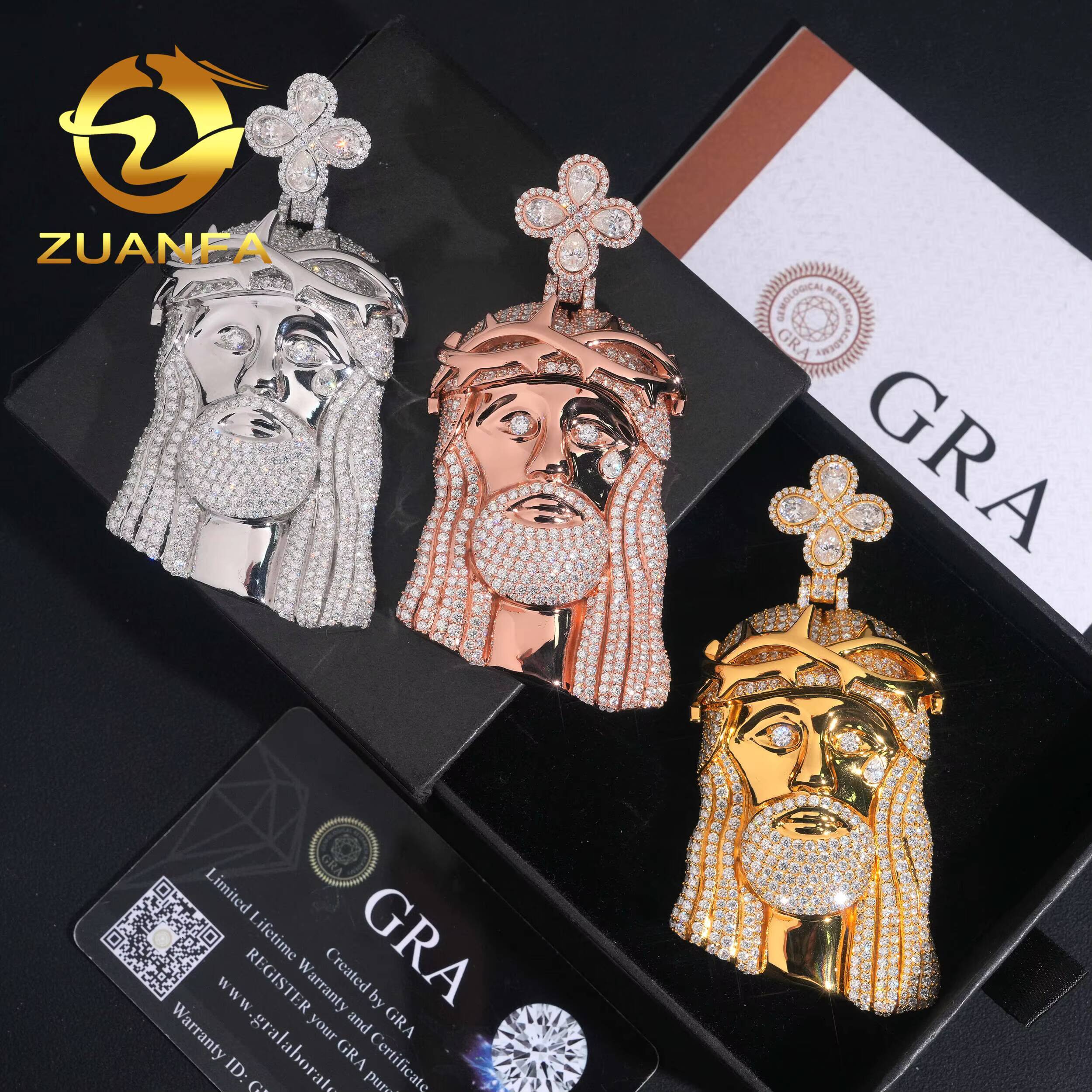 925 Silver Moissanite Pendant Men Iced Out Hip Hop Pendant Jesus Head VVS Moissanite Pendant Pass Tester Charm