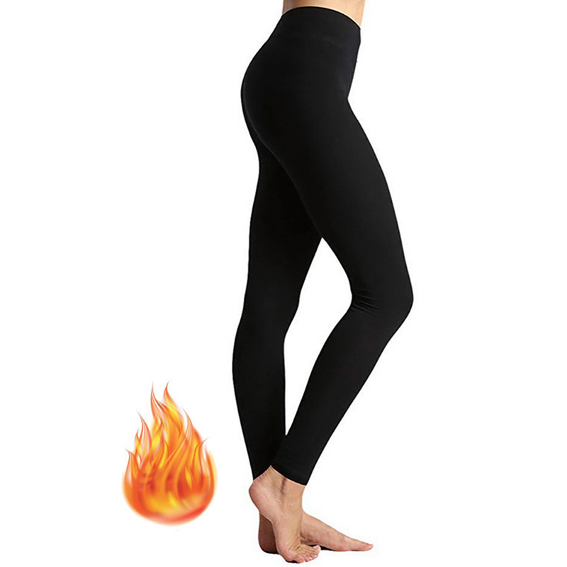 European and American winter plus-size women's leggings with thick fleece lining, pure color, slim-fit, tight-fitting yoga pants
