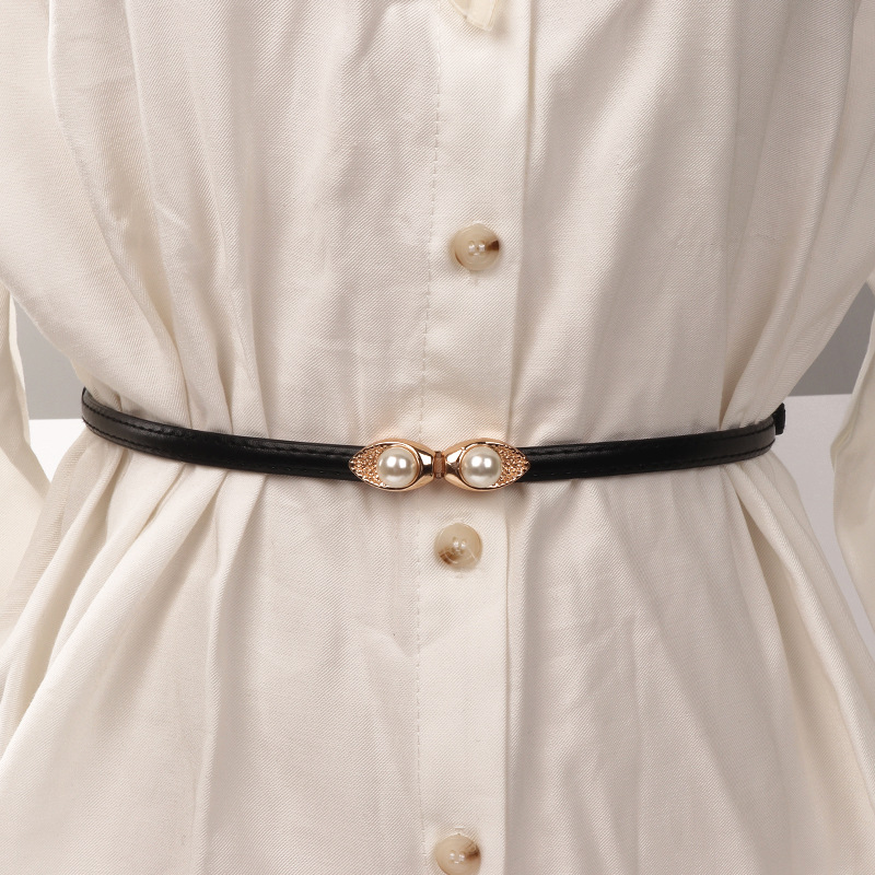 Designer Belt Cowhide Belts Woman Leather Belts Slim Belt Strap Luxury Women's Chain Belt Buckle Fashion Smooth Buckle Belt With Strap