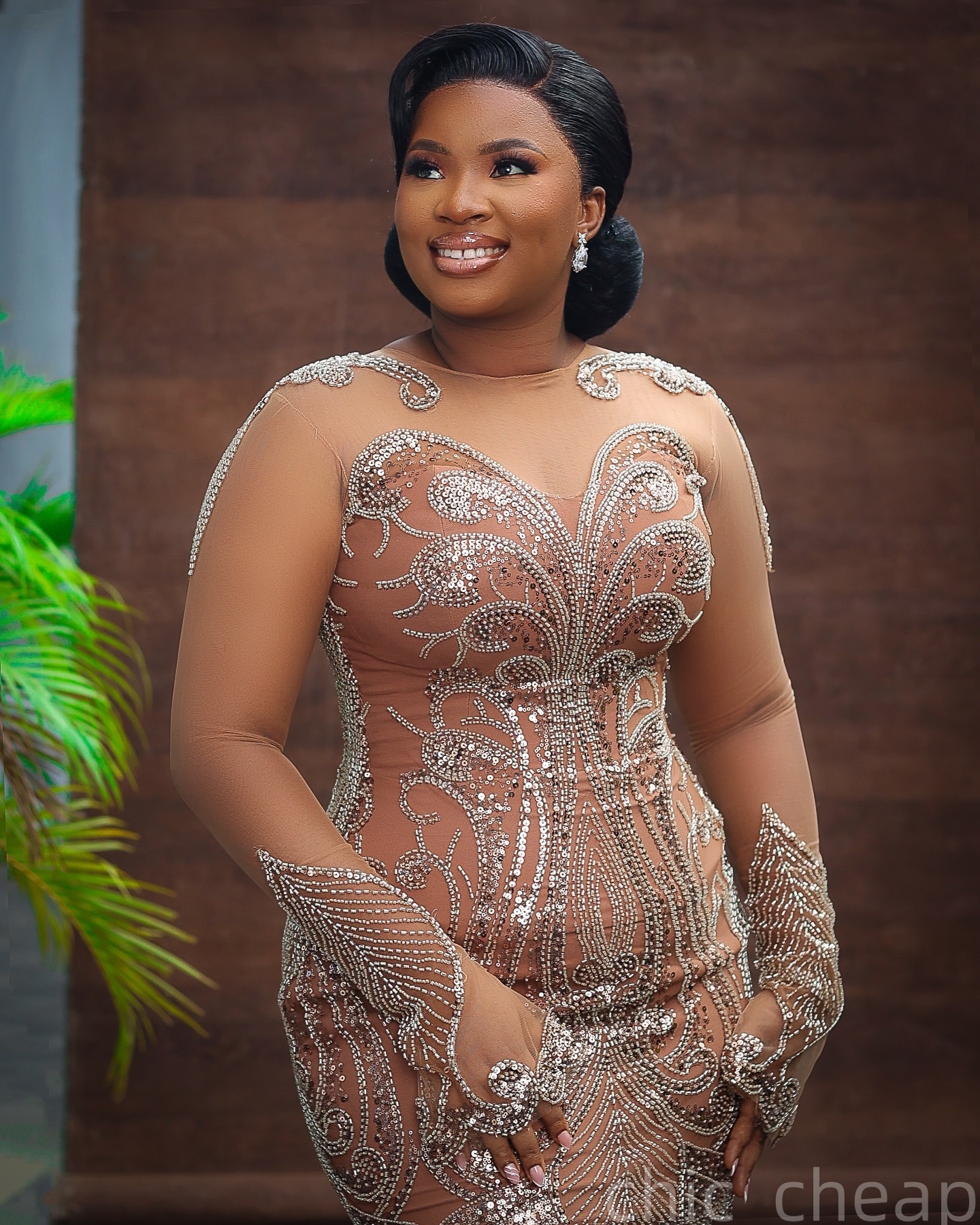 Mermaid Ivory Prom Dresses 2025 Illusion Sequined Full Sleeves Evening Formal Party Second Birthday Engagement Gowns Plus Size Dress For Special Occas
