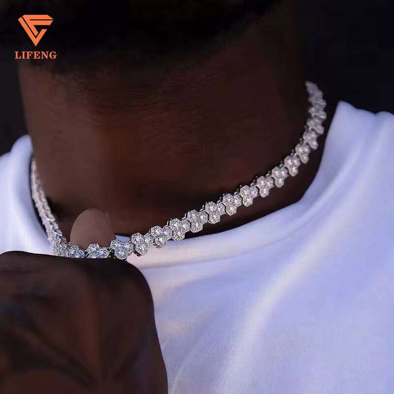 Fashion Jewelry Good Price Baguette Tennis Necklace Bling Dia VVS Moissanite Chain for Men and Women