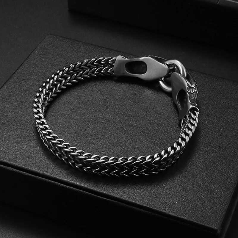 Mens Stainless Steel Snake Bracelet Double Headed Serpent Cuff Gothic Punk Jewelry Oversized Retro Bangle Unique Dark Gift W250728