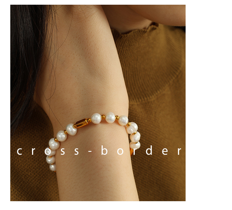 Chic Women's Simple Irregular Design Round Beads Bracelet - Combining Classic Pearls in Golds