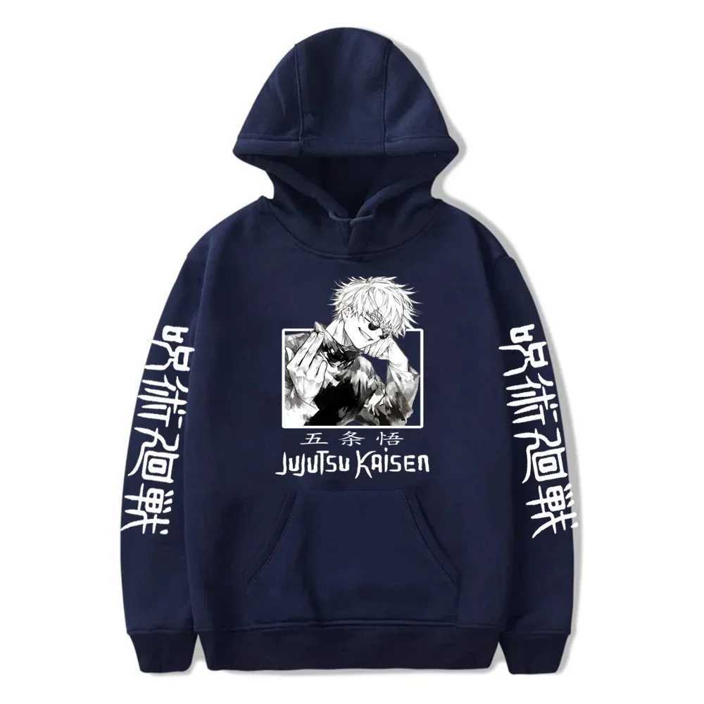 2025 Jujutsu Kaisen Hoodie Anime Gojou Satoru Printing Harajuku Mens Wool Hoodie Zipper Top Loose Long Sleeve W250408