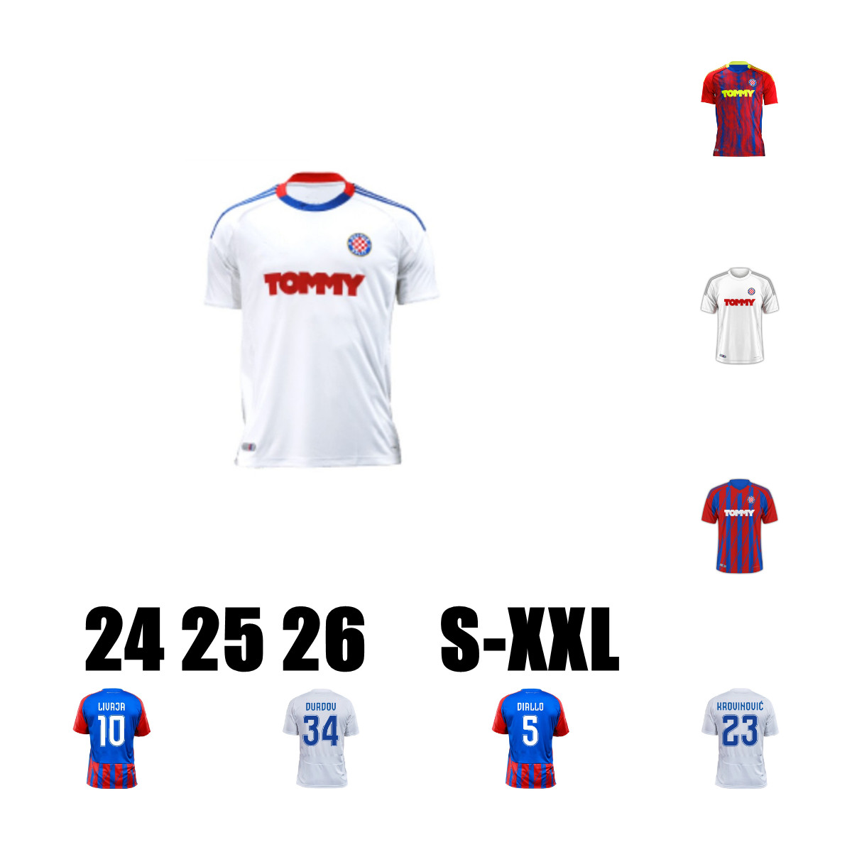 24 25 26 Hajduk Split Mens Soccer Jerseys KALIK TRAJKOVSKI LIVAJA 2025 2026 maillots de foot SIGUR MELNJAK MOUFI ELEZ CAPAN DURDOV ANTUNOVIC Home Away Football Shirts