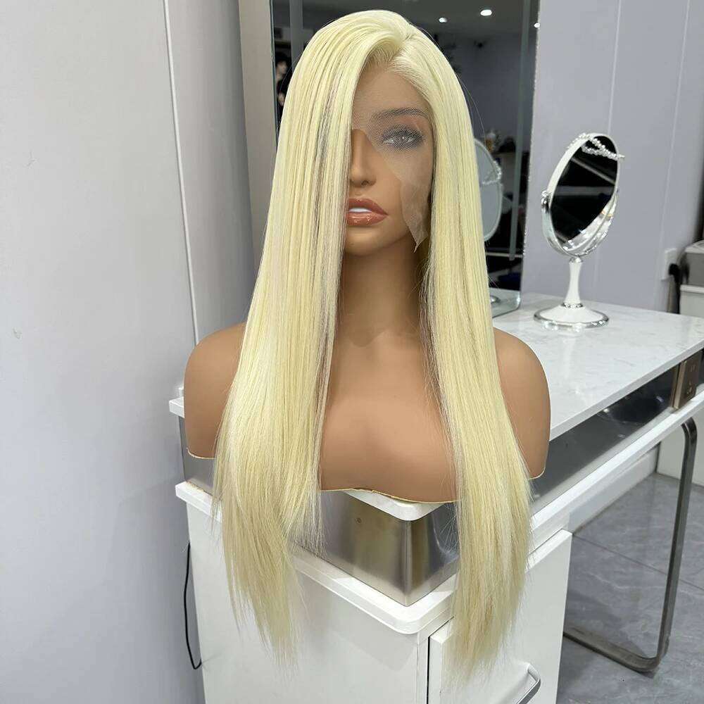 Synthetic Blonde Wig Lace Front Wigs For Women Long Silky Straight Human Hair Glueless Natural Hairline Heat Resistant Fiber Cosplay