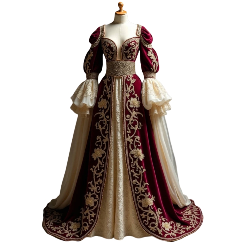 Elegant Majestic Royal Prom Dresses Inspired Algerian Caftan Burgundy Evening Gown Embroidery Lace Customized Reception Dress Long Sleeves