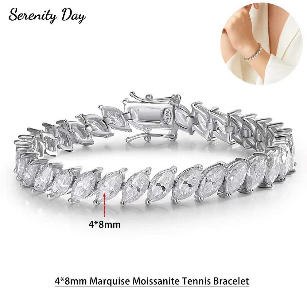 4*8mm Marquise Cut D Color Moissanite Tennis Bracelet For Women Men 100% S925 Sterling Silver Plated 18K Lab Diamond Hand Chain W250728