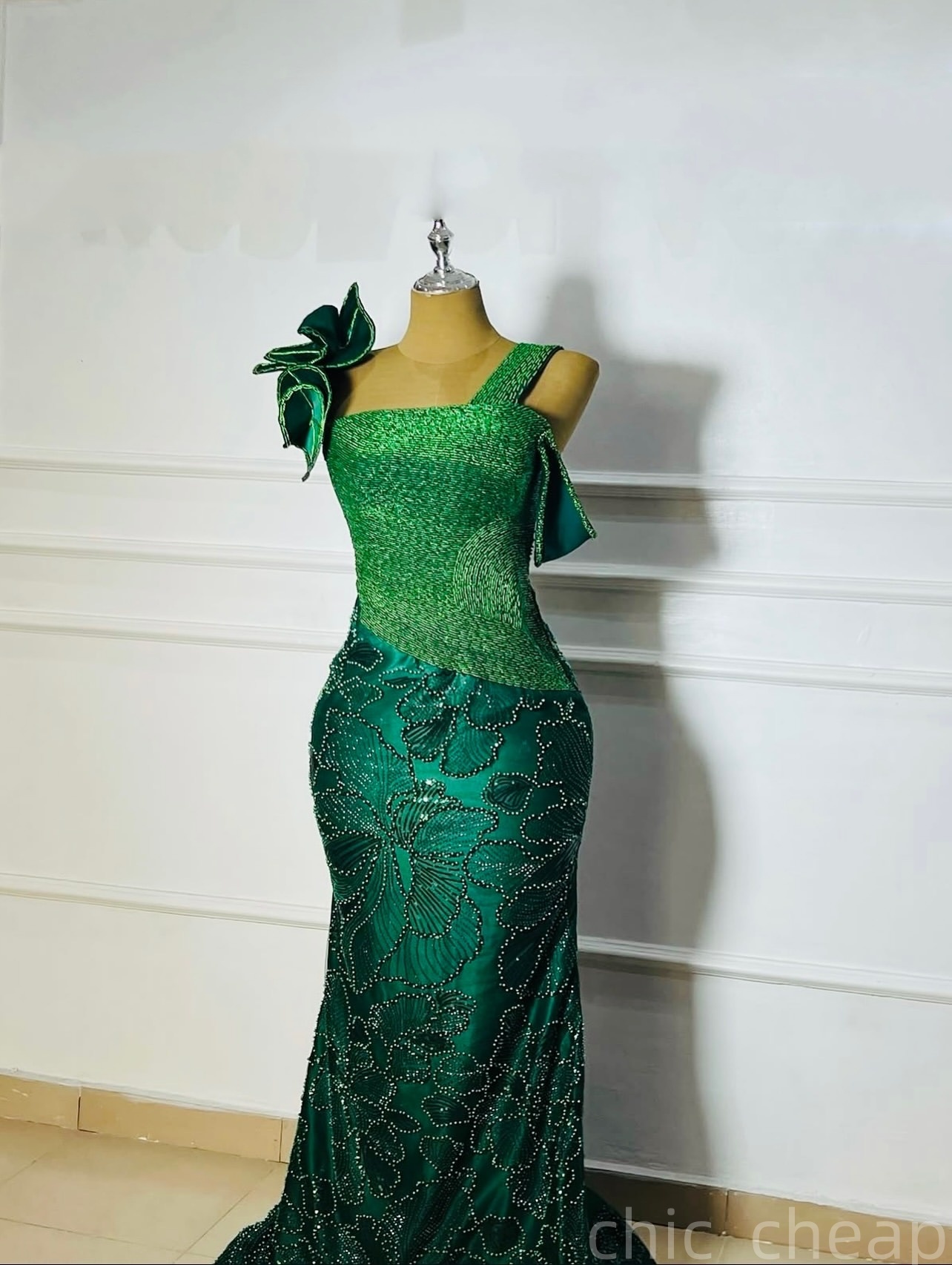 Dark Green Mermaid Prom Dresses 2025 Beaded Spaghetti Sequined Evening Formal Party Second Birthday Engagement Gowns Plus Size Dress For Special Occas