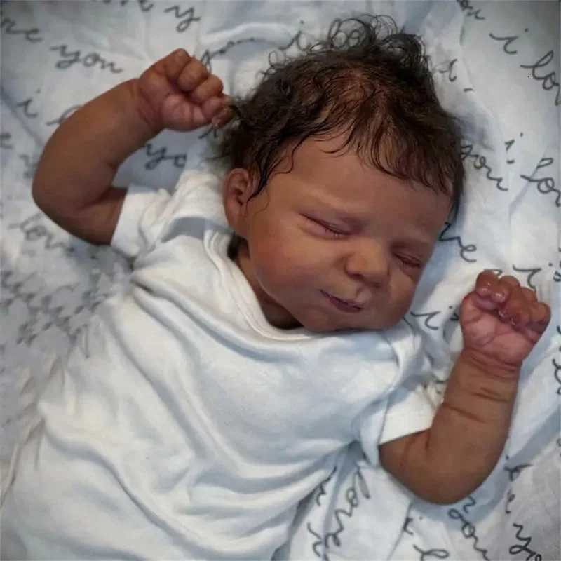 18inch Reborn Newborn Baby Doll Sleeping Baby Pascale with Dark Skin African American Black Doll Reborn Baby Dolls W250728
