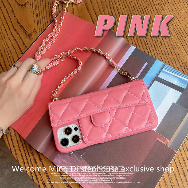 Chanel Style Quilted Crossbody Leather Card Holder 15 Phone Case Iphone 13 Cover Apple 12 Lanyard 16 Women's XS High-End Max Chain 14 Pro Compati