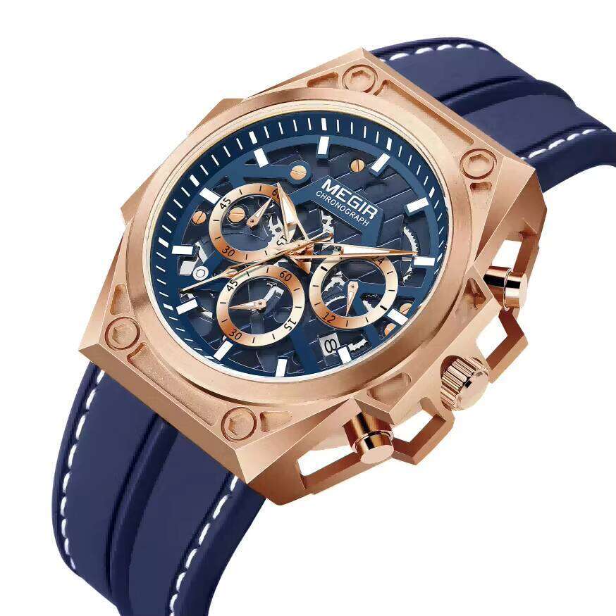 MEGIR Men's Skeleton Sports Watch - 47mm Silicone Strap, 50M Waterproof, Luminous - Bulk Wholesale