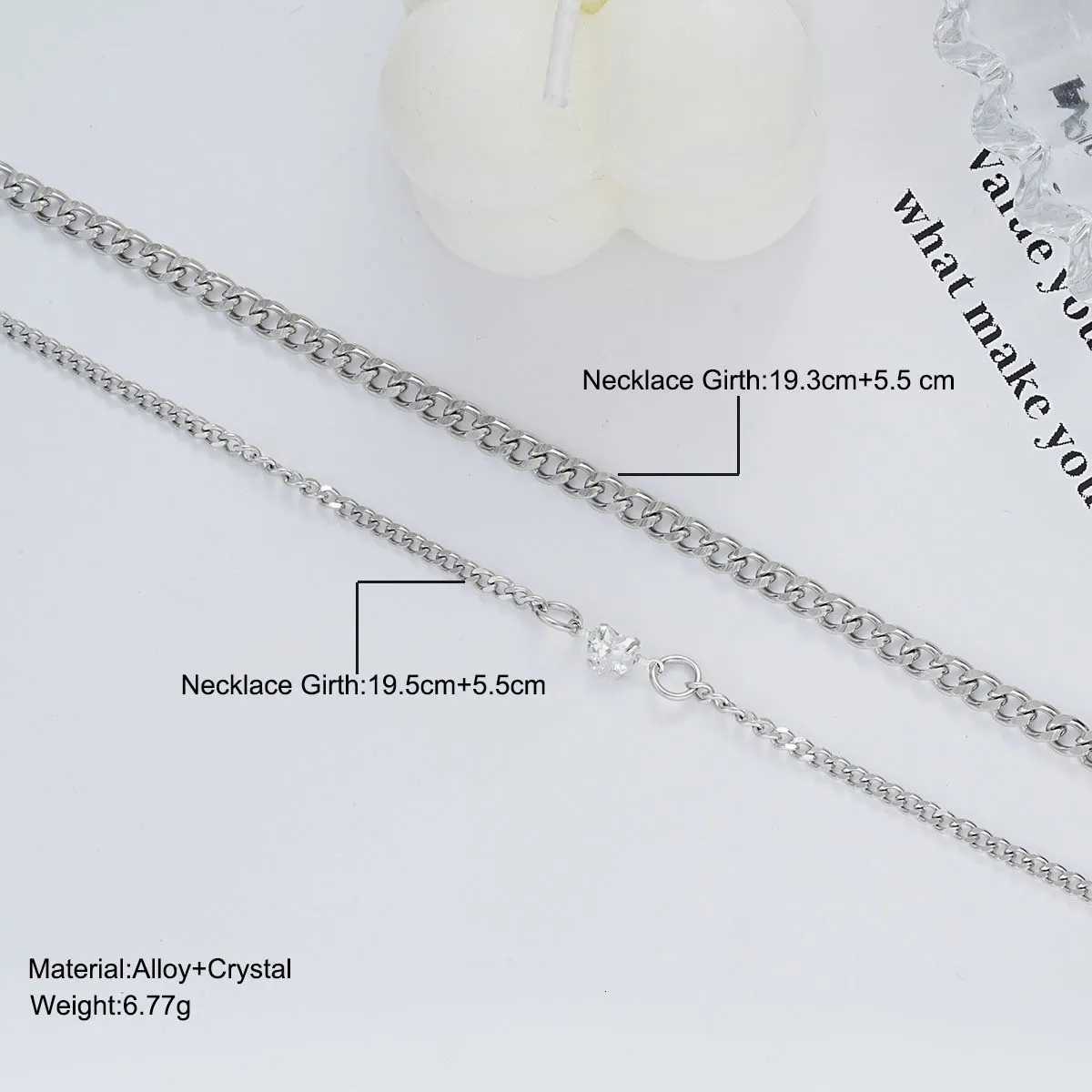 2Pcs 925 Sterling Silver Chain Bracelet Set for Women Men Simple Crystal Heart Adjustable Couple Bracelets Couple Jewelry Gifts W250728