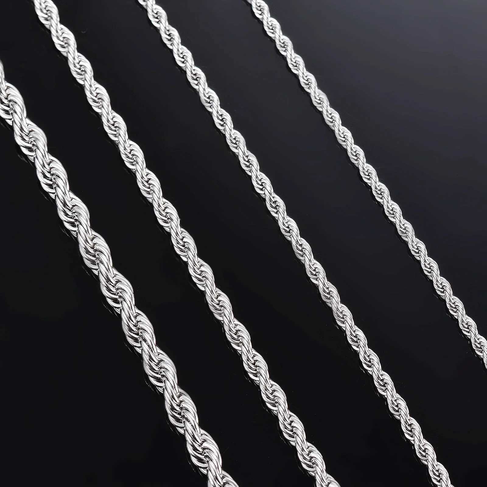 1 piece 925 sterling silver Width 2mm/3mm/4mm Rope Chain Necklace/Bracelet For Men Women Fashion Chain Necklace XJ250708