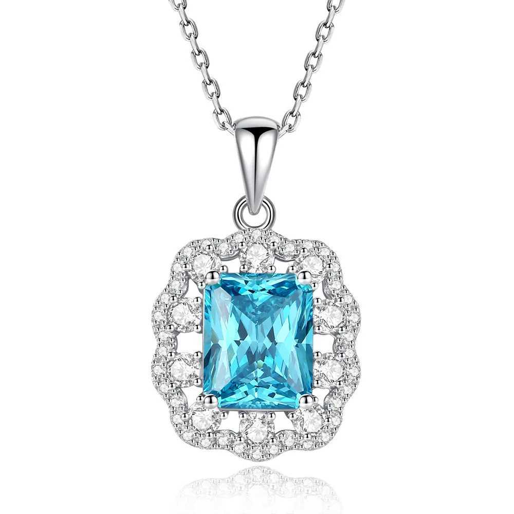 925 Sterling Silver Princess Cut Pendant Necklace for Women Square Bag Style Fashion Jewelry Z250910