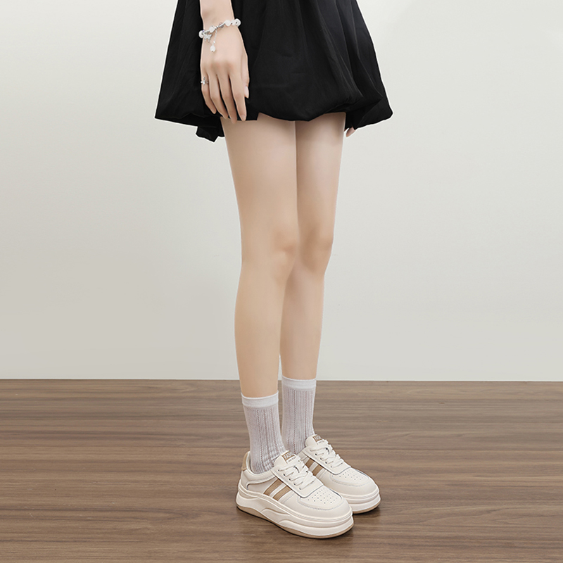 New autumn thick-soled white sneakers for women, color-blocked, casual, versatile, student sneakers, single shoes for all seasons