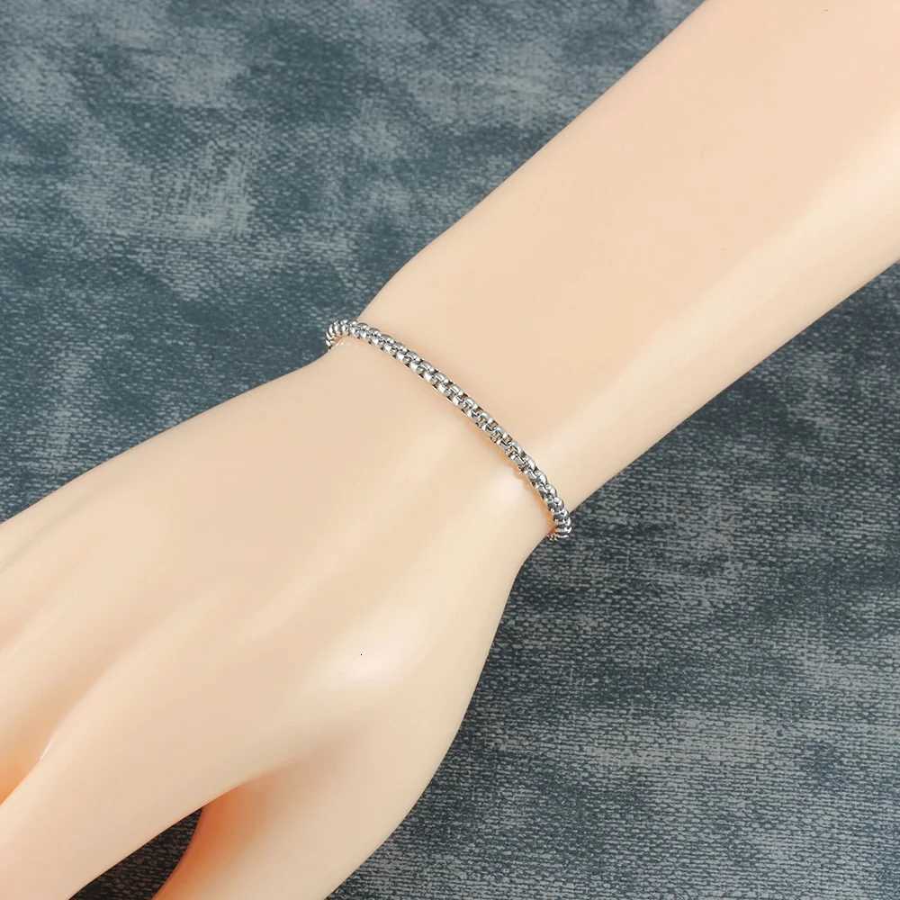 2023 Luxury Stainless Steel Bracelets for Men and Women Silver Color Coffee Bean Box Chain Bracelet Charm Jewelry Gift 7-9 Inches W250728