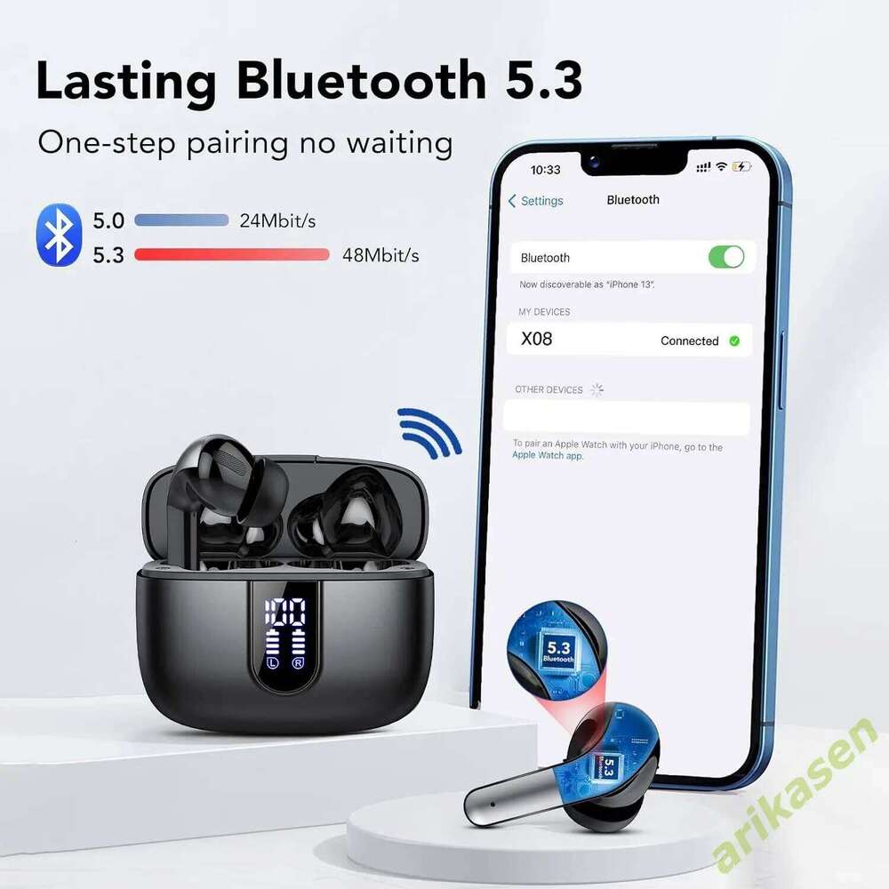 Designer Famous Brand For TWS Bluetooth Stereo Bass With Noise Cancelling Mic Waterproof Wireless In Ear Buds