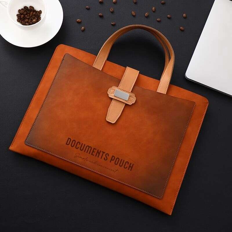 toteBag Shoulder bag ROSE NOIRE A4 Leather Handheld Document Folder File Bag Mulei Waterproof Data Business Briefcase