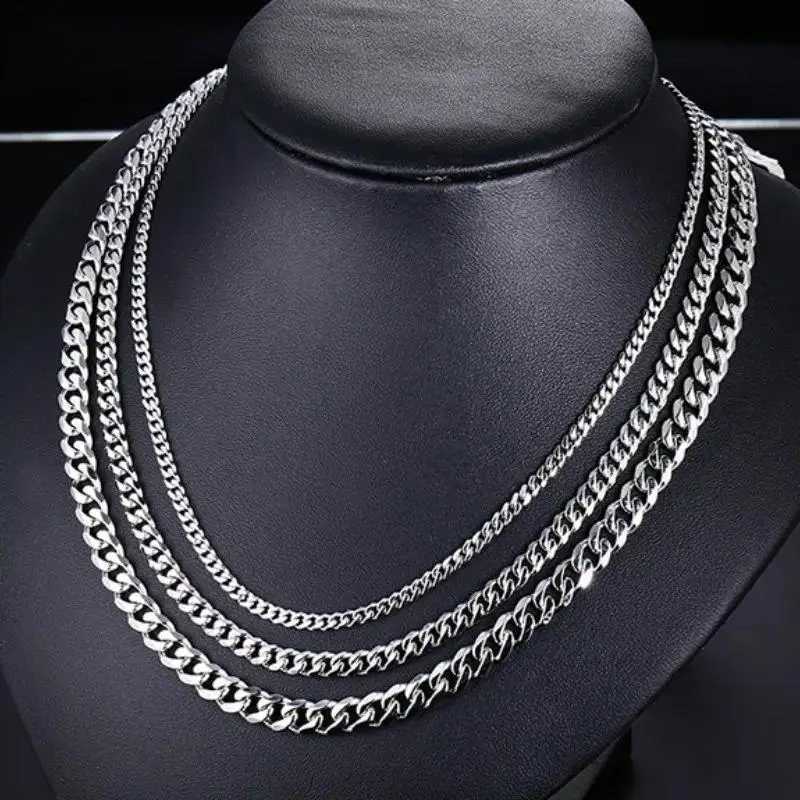 316L Stainless Steel Cuban Link Chain Necklace for Men and Women 3MM-12MM Neck Accessory Jewelry XJ250708
