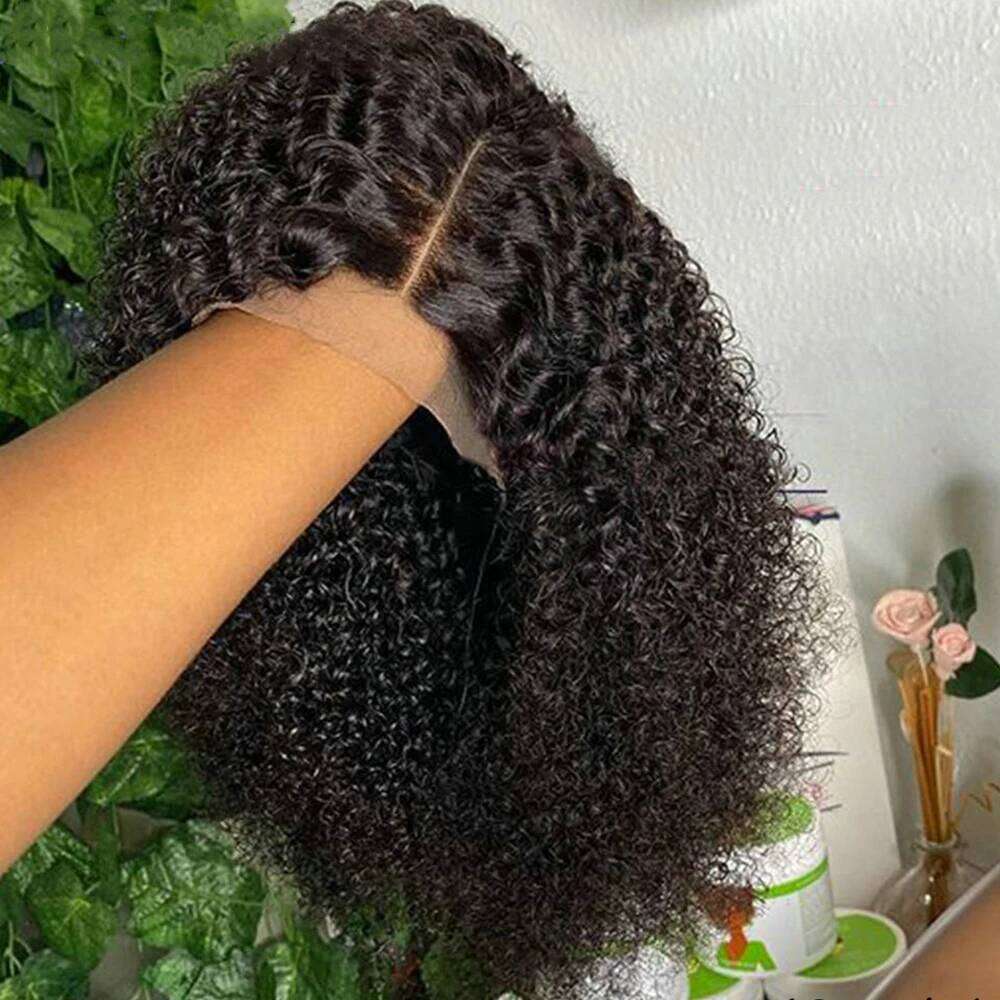 Kinky Curly Bob Front Wigs For Women HD Transparent Full Lace Frontal Glueless Wig Cheap Remy Human Hair