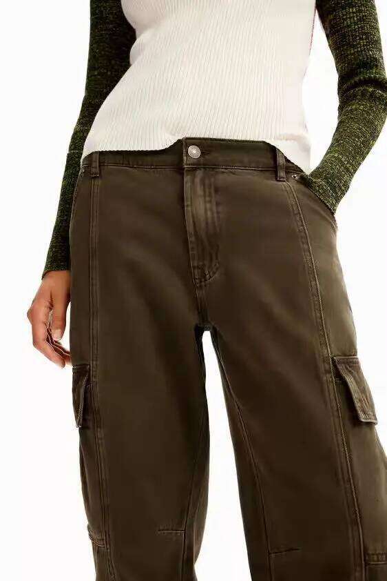 Foreign trade original single Spanish autumn and spring fashion pocket working casual pants