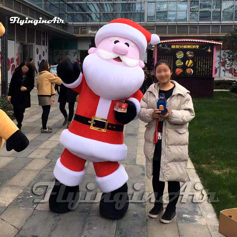2m Christmas Parade Performance Wearable Giant Inflatable Santa Claus Costume Blow Up Kriss Kringle Suit For Event
