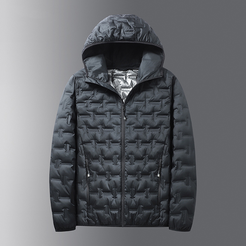 free shippingWinter fashion lightweight down jacket hooded 80 grey duck jacket mens warm jacket
