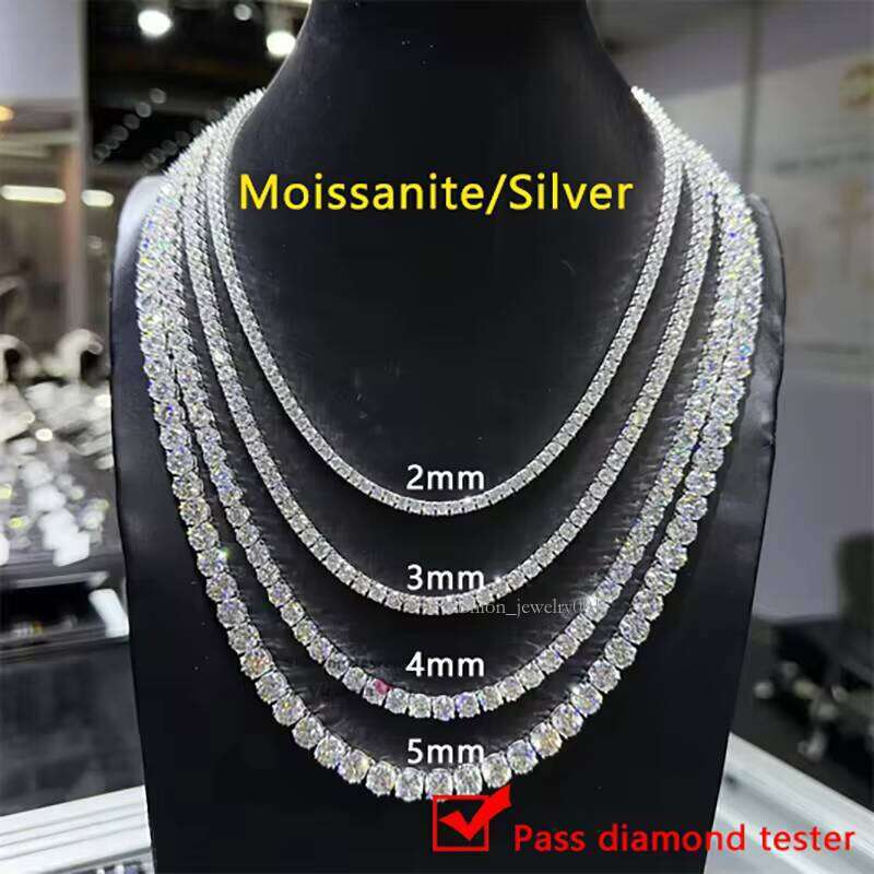Cheapest Price Hip Hop Sier 2mm 3mm 4mm 5mm 6.5mm VVS Dia Necklace Moissanite Tennis Chain
