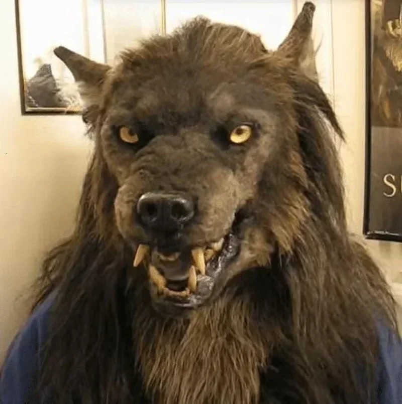Halloween Werewolf Headgear Party Scary Decor Headgear Latex Wolf Head Mask T250728