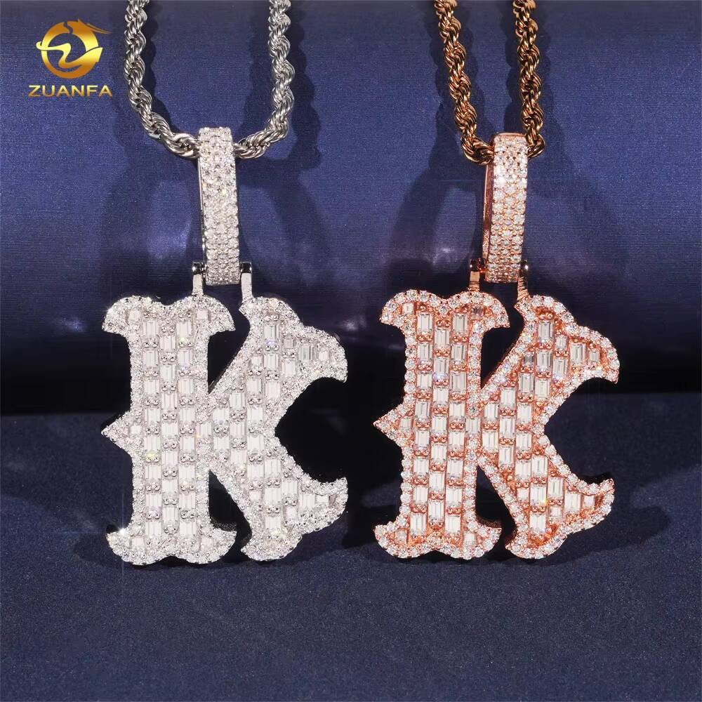 GRA Certificate Hip Hop Jewelry Initial Pendant Custom Iced Out 925 Silver VVS Moissanite Diamond Charm Letter J Name Pendant