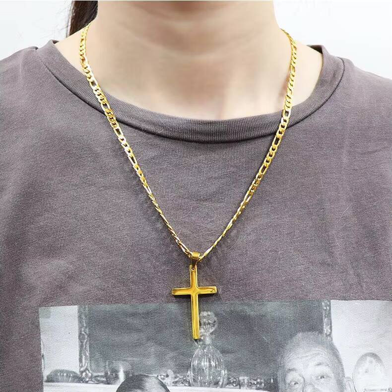 JY Fashion Hot Simple Stainless Steel Necklace 18k Gold Dainty Cross Necklace for Men Cross Necklace Women Jewelry