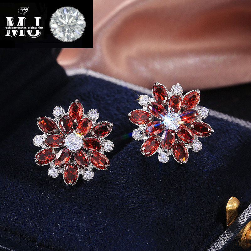 Summer Beach Moissanite wer Earrings For Women Sterg Sier Double Shining CZ Zircon Dia Stud Earring brincos Wedding Party Gifts