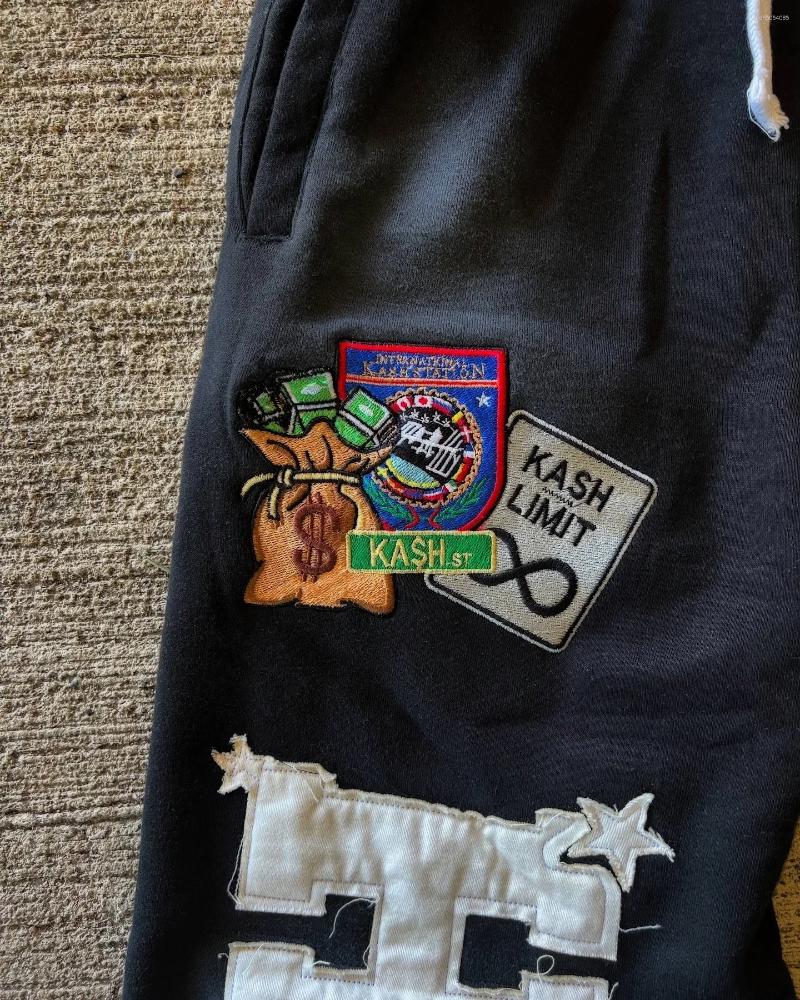 Men's Pants American Embroidered Letter Patch Harajuku Retro Double Layer Design Y2K Baggy Sweatpants Men Hip Hop Streetwear Gothic Elastic Waist