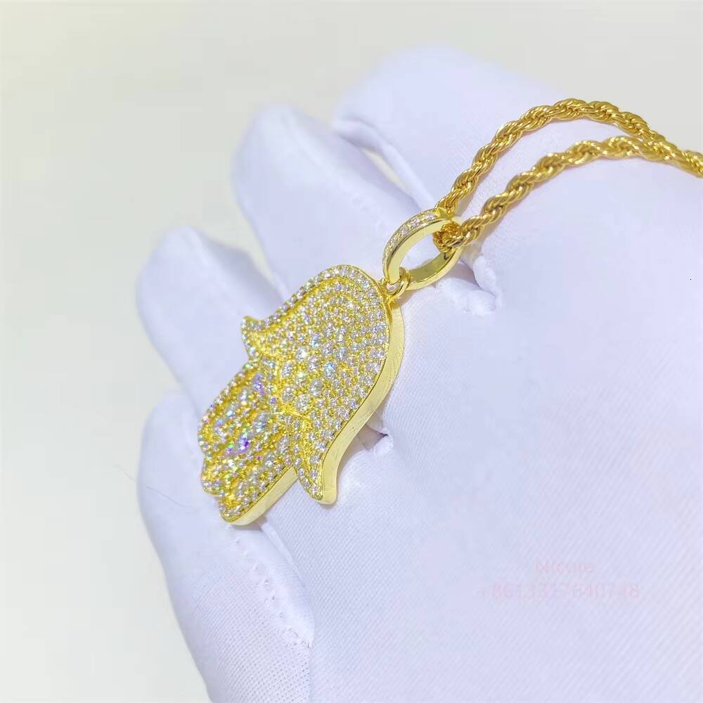 Hot Sale Fashion Bling Diamond Gemstone Fine Jewelry Pendants Charms Moissanite Hip Hop Gold Pendants