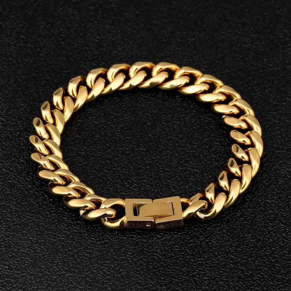 8/10/12MM Cuban Link Chain Bracelets for Men Women Solid Stainless Steel Curb Link Chain Wristband Jewelry Gifts W250728