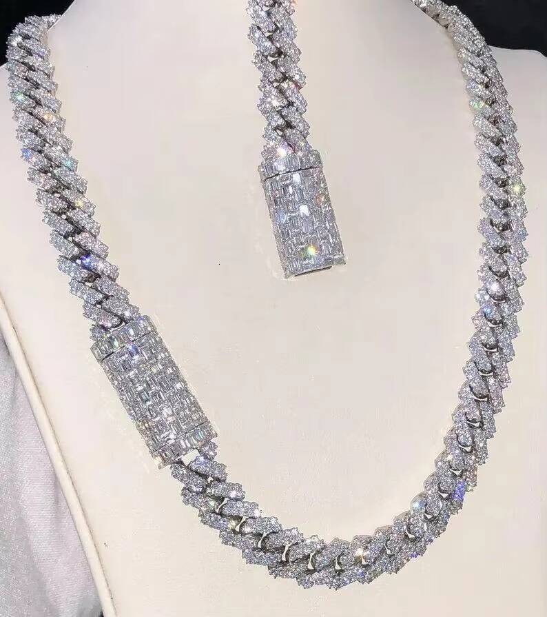 VVS1 Moissanite Diamond Cuban Link Chain Hip Hop Chain VVS Diamond Chain