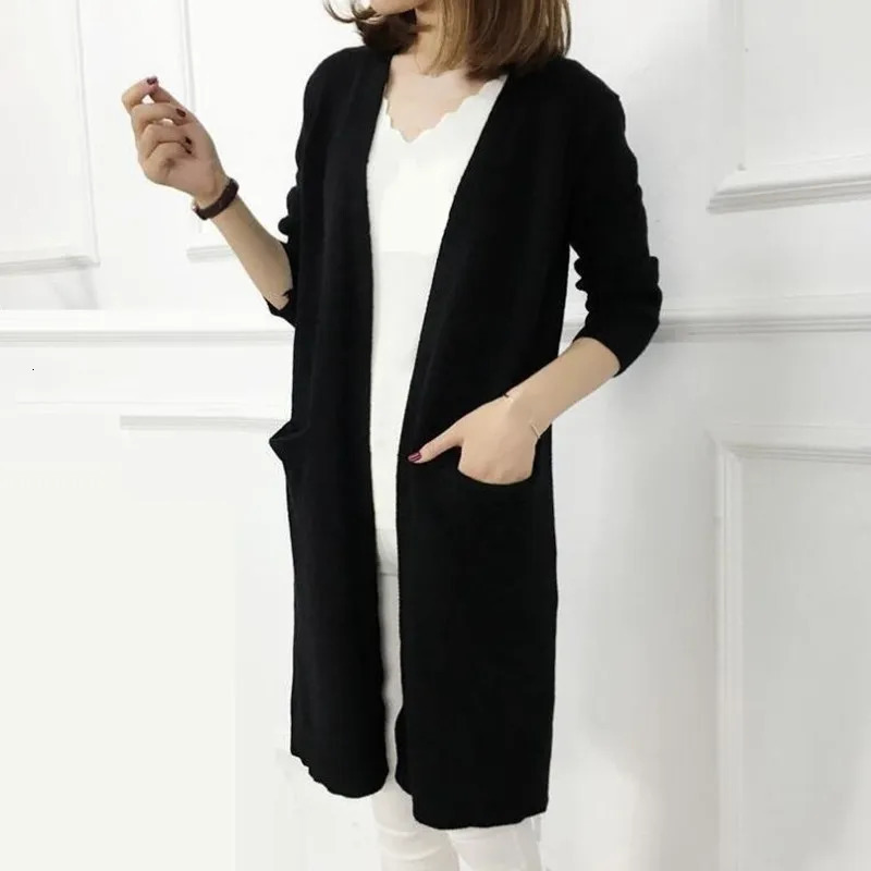 Autumn Winter Knitted Sweater Women Long Cardigan Korean Fashion Female Cardigans Sleeve Coat Jacket Ladies Outerwear 250728