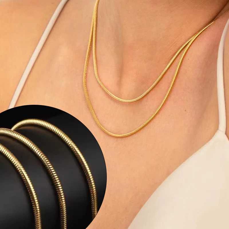 304 Stainless Steel Round Snake Chain Necklace Fashion Women and Men Snake Chain Chokers for Jewelry Making Accessories Link Necklace XJ250708