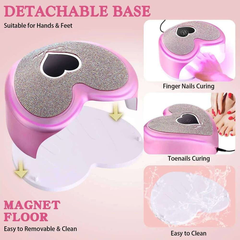 96W with Rhinestone Gel Dryer Pedicure hine LED light for Nails Heart Shaped Nail Drill and UV Lamp Set