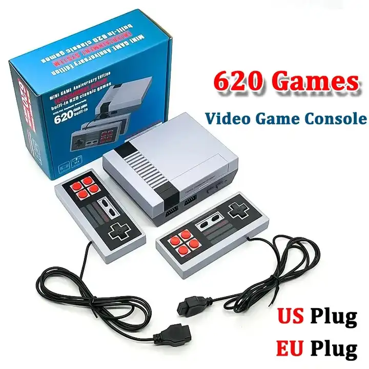 NES 620 Hot Original Handheld Home Game With Built-in Dual Connection TV and Classic FC Games Red and White Video Game Console
