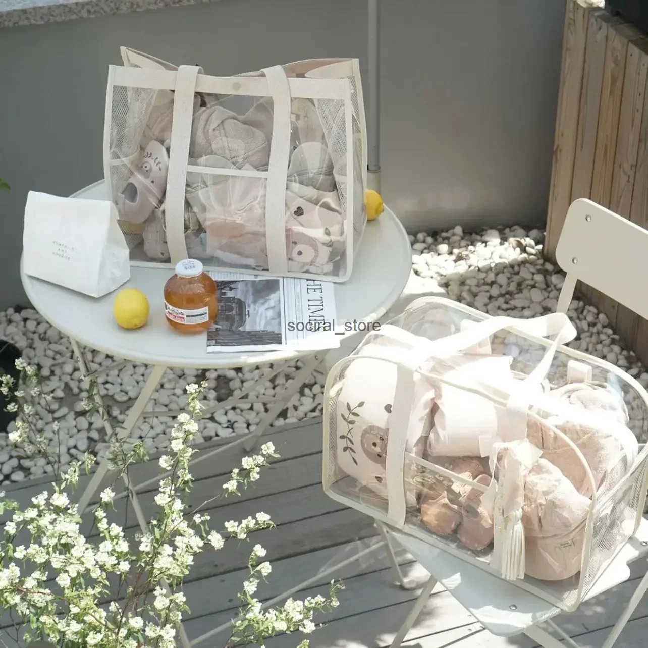 Summer Transparent PVC Beach Bag Waterproof Handbags Capacity Large Shoulder Hanging ket for Baby Stuff Q250728