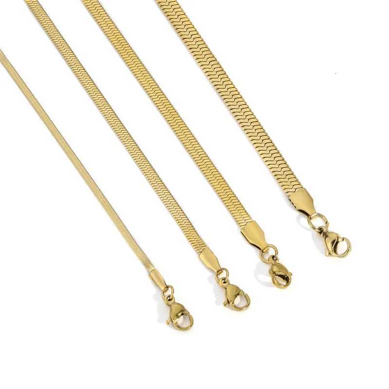 Hongtong Blade Chain Necklace for Women Men Fashion Stainless Steel Gold Color Silver Color 2/3/4/5MM 45/50/55/60CM Choker Gift XJ250708