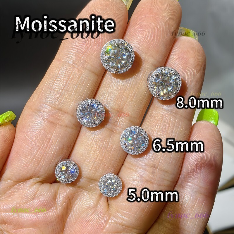 Hip Hop S925 Plated 18k White Gold Plated Design Wedding Moissanite Earrings Pendants Set With GRA Certificate
