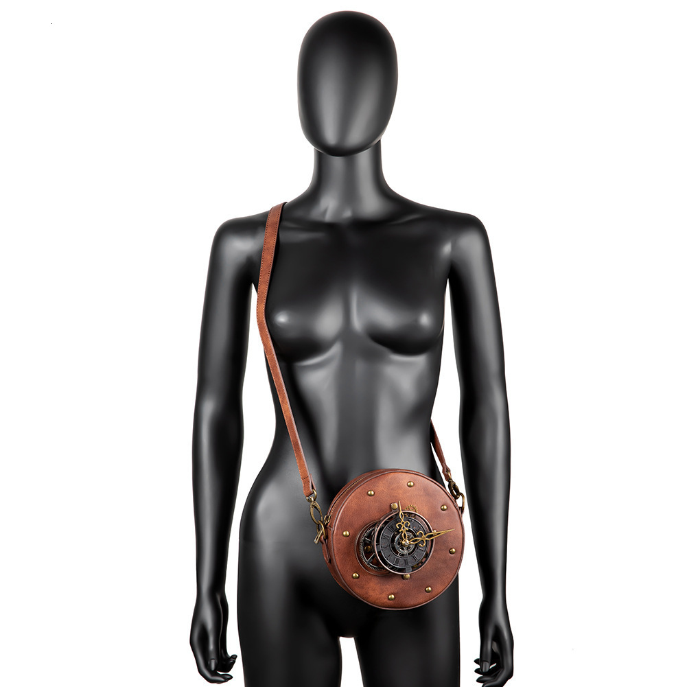 New Women Steampunk Women's Shoulder Crossbody PU Leather Wind Round Motorcycle Bag ddmymoon