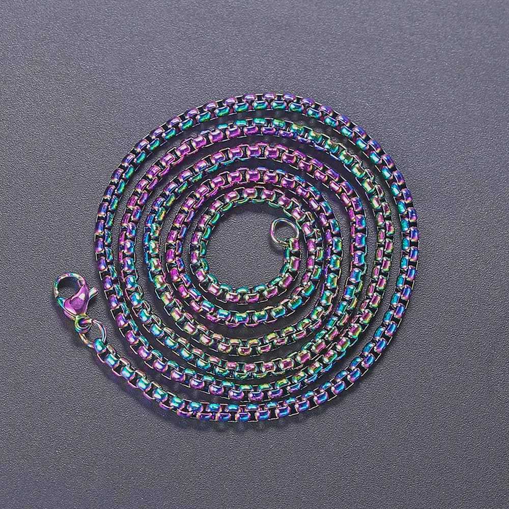 3mm Width 60cm Length Stainless Steel Round Box Chain For Men Boys Square Rolo Necklace Women Hip Hop Jewelry Gifts C021 XJ250708