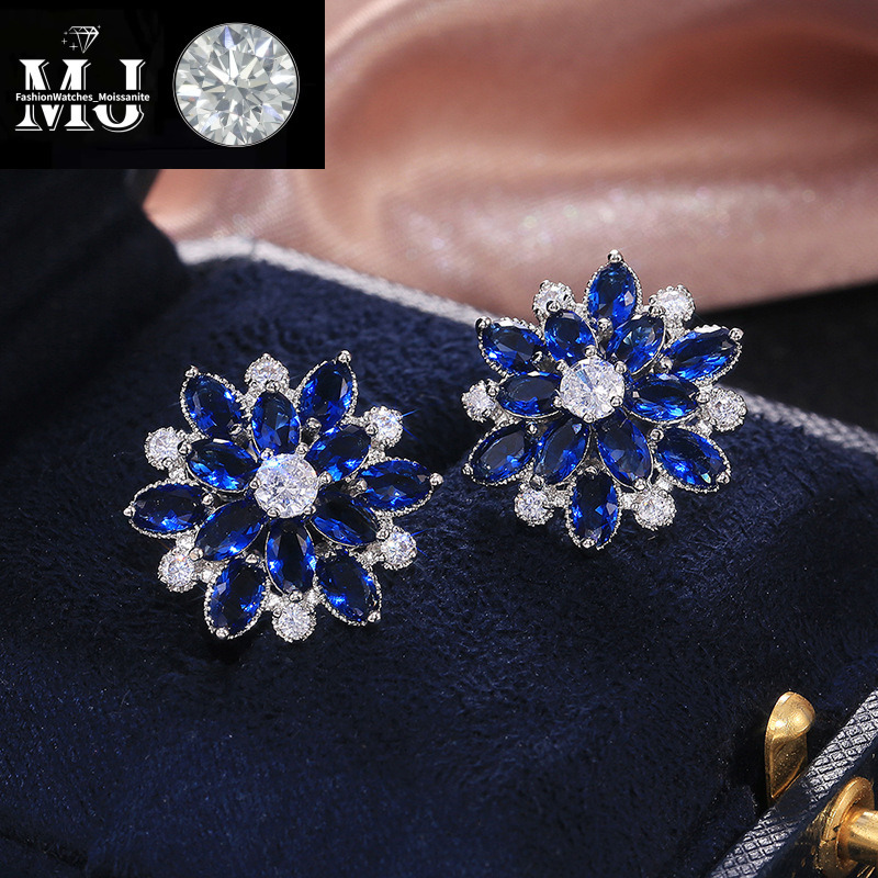 Summer Beach Moissanite wer Earrings For Women Sterg Sier Double Shining CZ Zircon Dia Stud Earring brincos Wedding Party Gifts